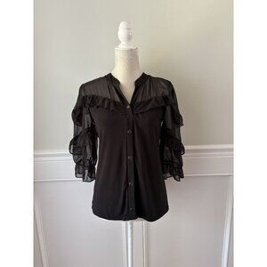 Adele & May Black Ruffle Cardigan Size S NWT